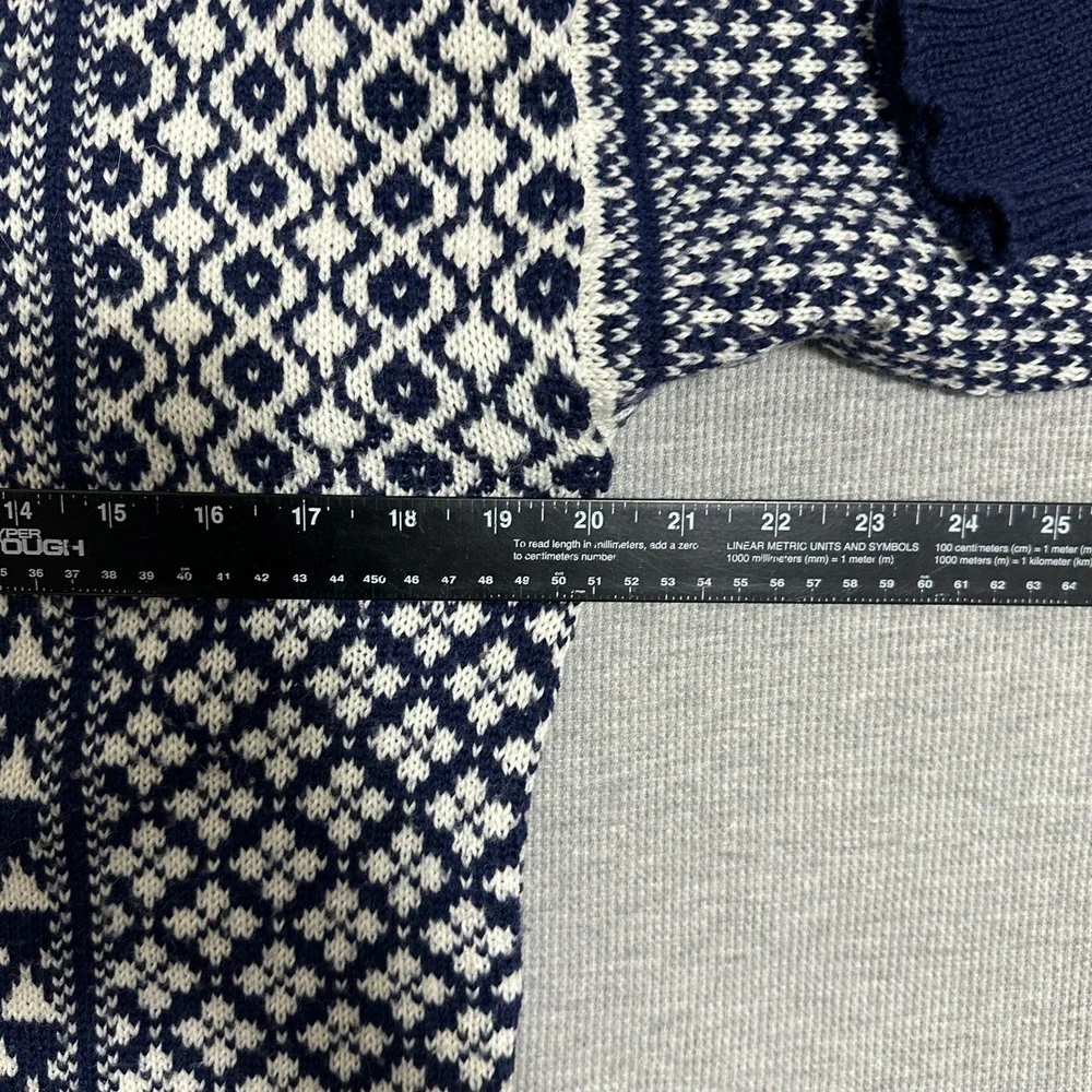 Rainbow Woollies Pure Falkland Wool Crewneck Sweater Patchwork Geometric Mens M
